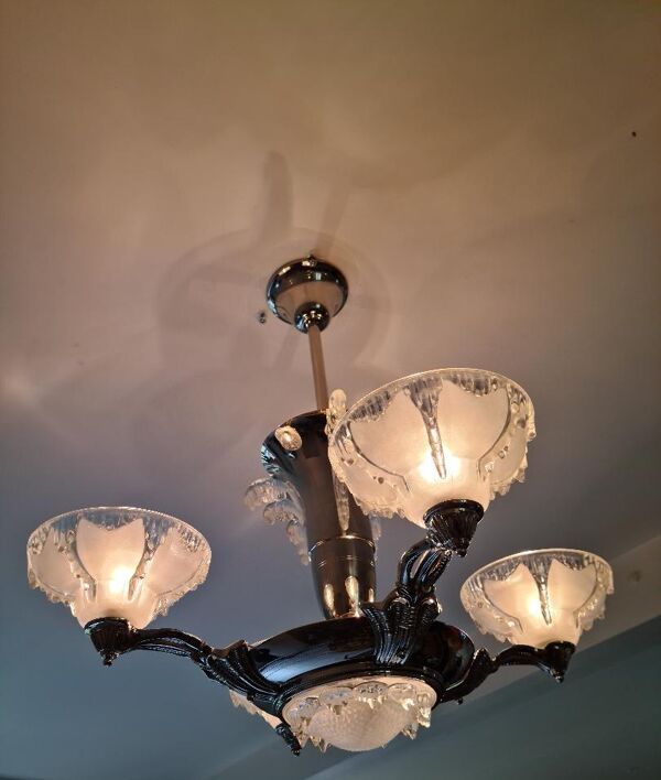 Lustre ezan art deco à 4 bras de lumière