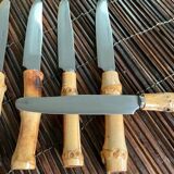 6 small vintage bamboo knives