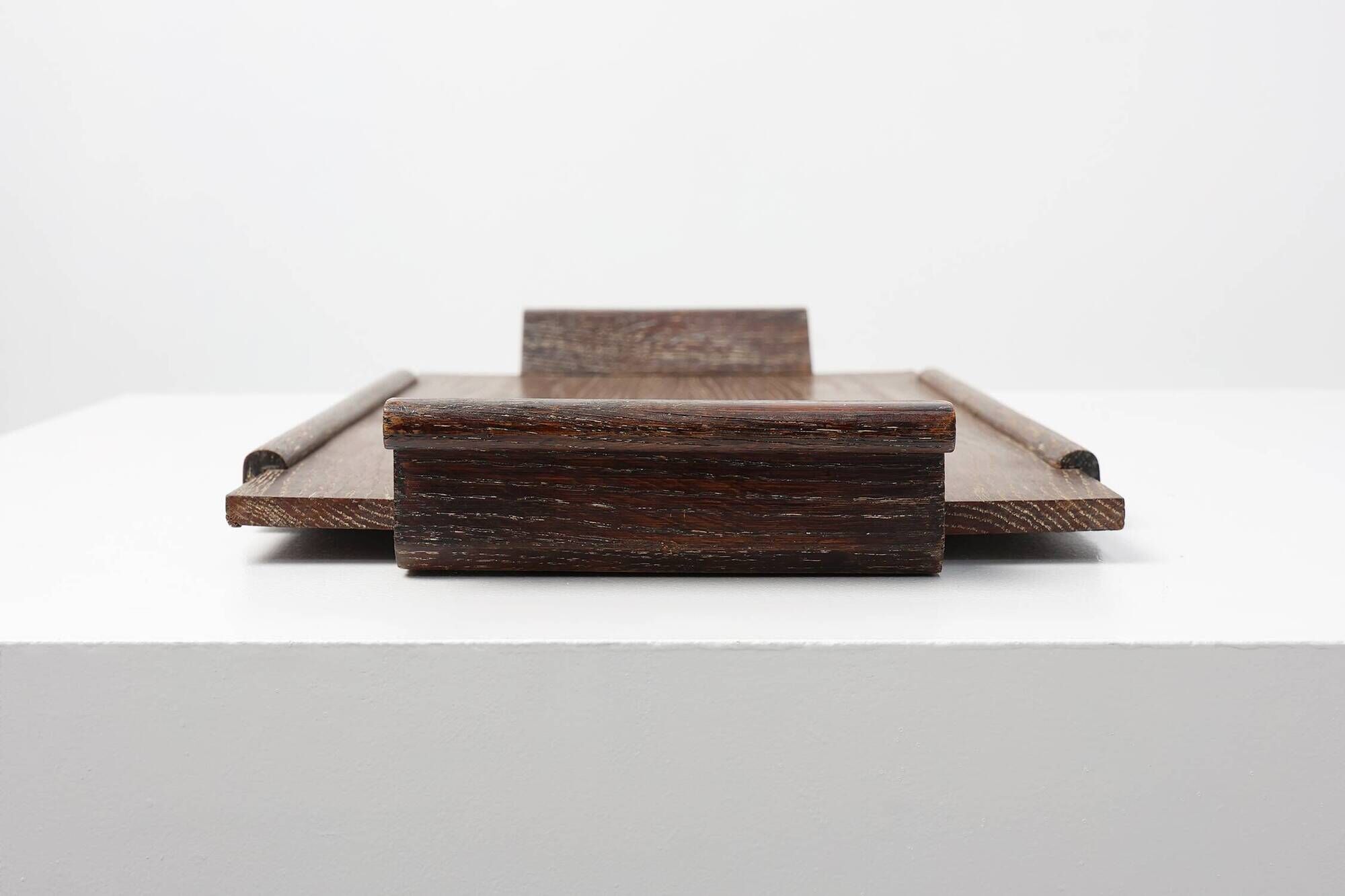 French Art Deco Cerused Oak Serving Tray with Raised Handles, 1920s