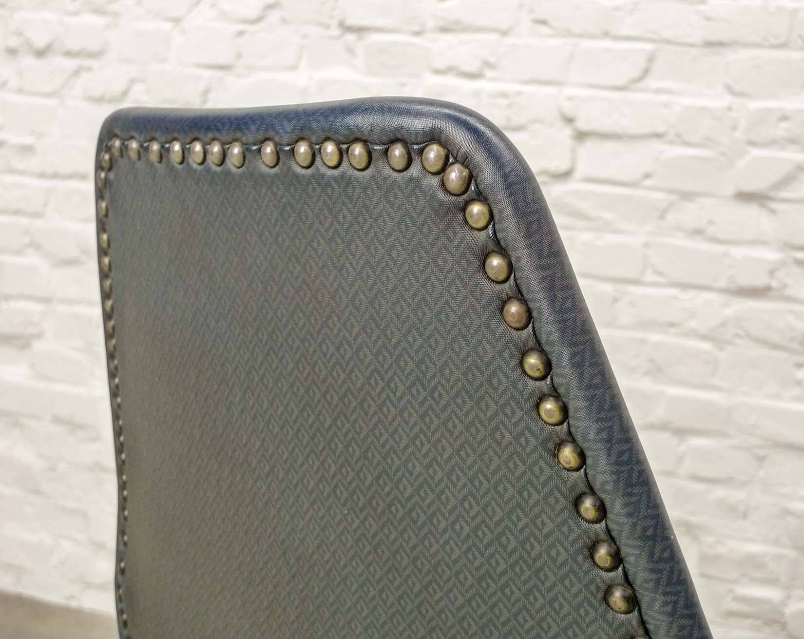 Set of Four Vintage Kitchen Chairs, Night Blue Leatherette with Chrome. 60s