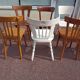 Set of 10 mismatched wooden bistro chairs - vintage