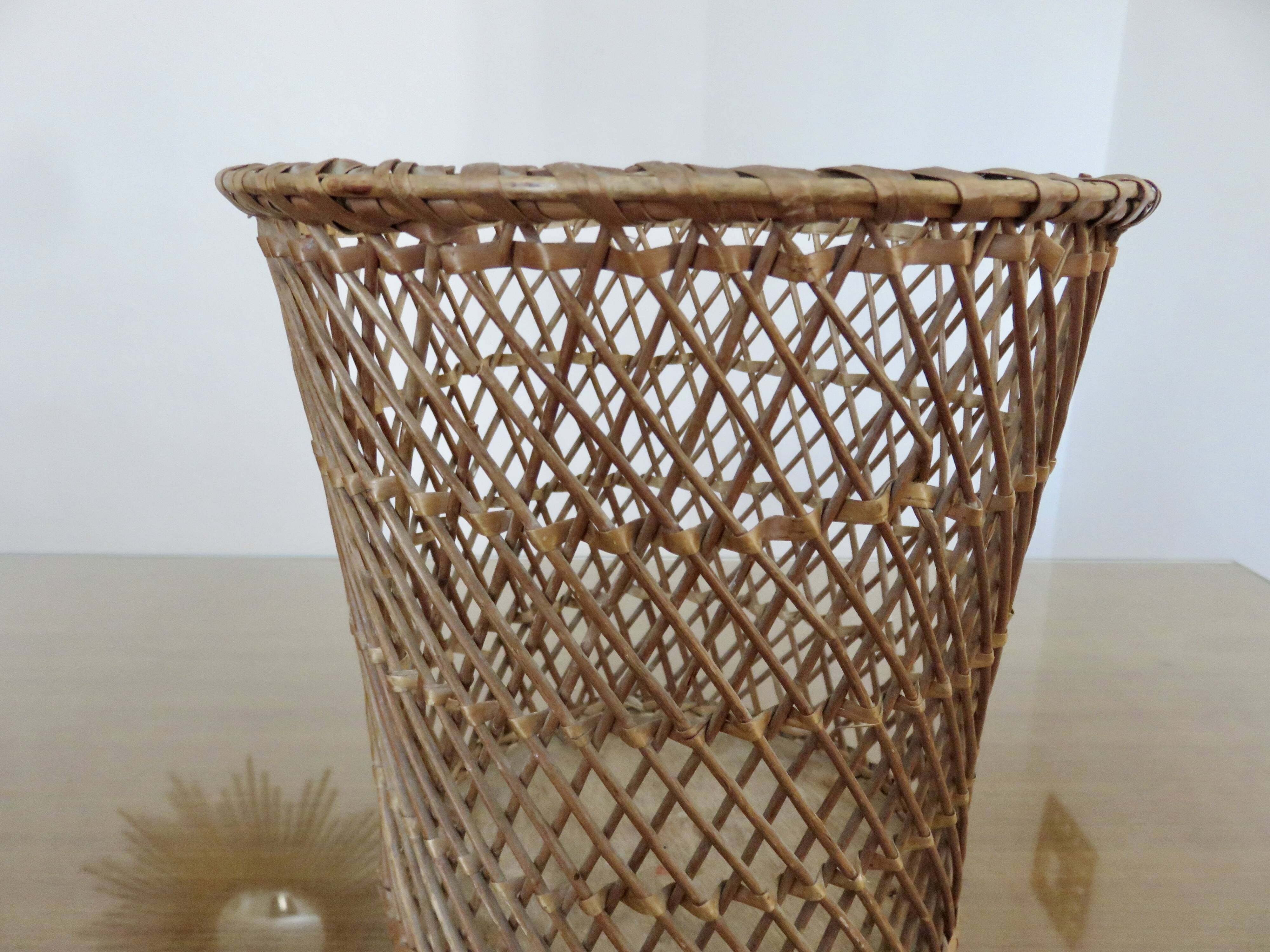 Rattan wastebasket, office, 1960 1970