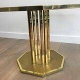 Designer coffee table in brass and glass