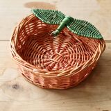 Small vintage wicker baskets in the shape of orange and lemon fruit