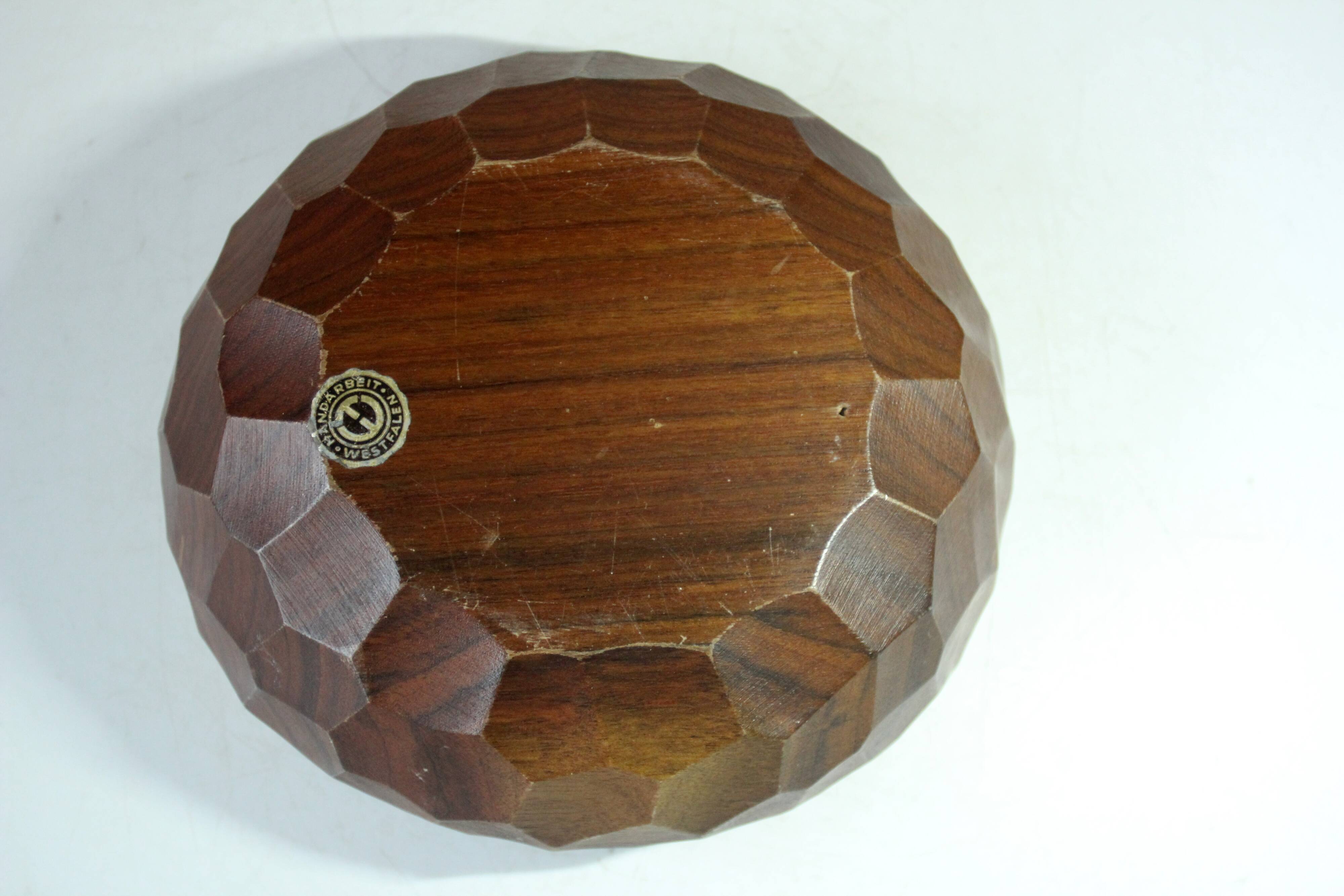 Handmade teak serving bowl with a nutcracker as a set, vintage from the 1960s