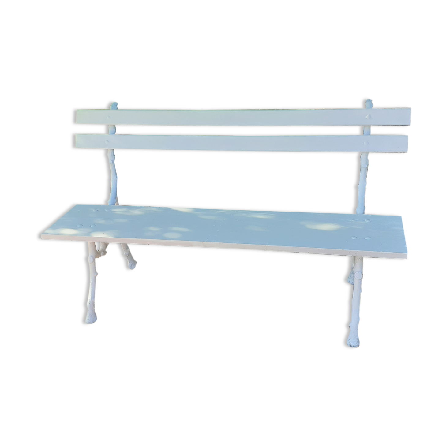 Old garden bench with cast iron feet and wooden planks