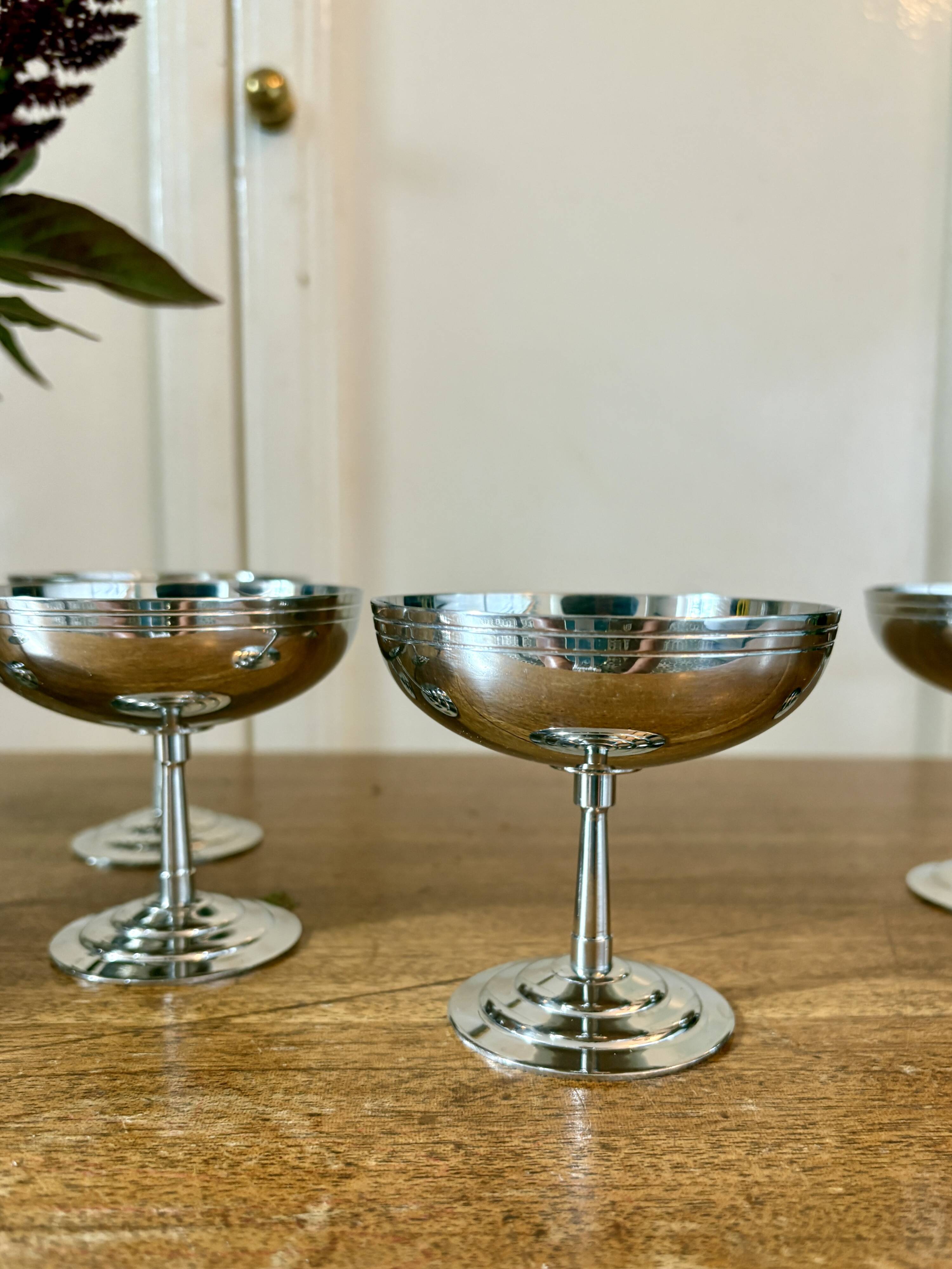 Set of 6 vintage stainless steel dessert bowls