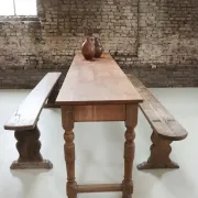Long antique oak table with turned legs – 239 cm