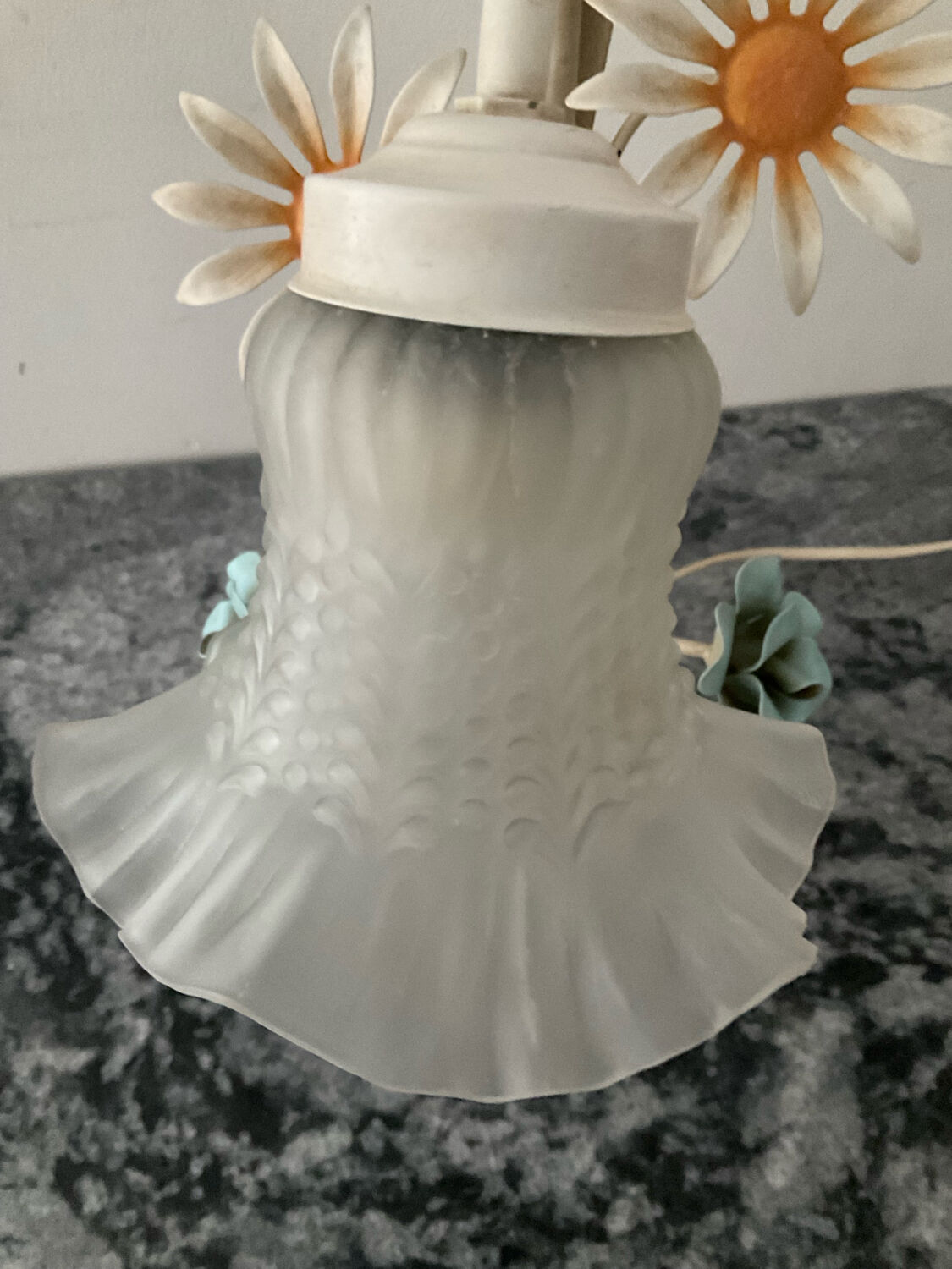 Vintage lamp in metal and glass