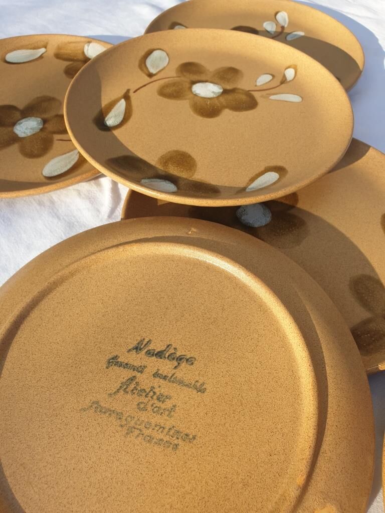 Set 6 flat plates D19.5 Nadège 1970 Sarreguemines