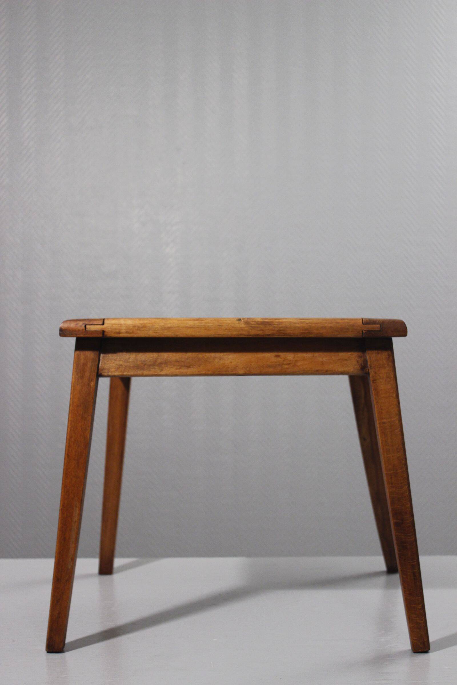 Vintage plant stand side table wood & ceramic 1950s