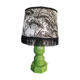 Lampe pied bois ébéniste abat jour tissus cyprès blanc et noir