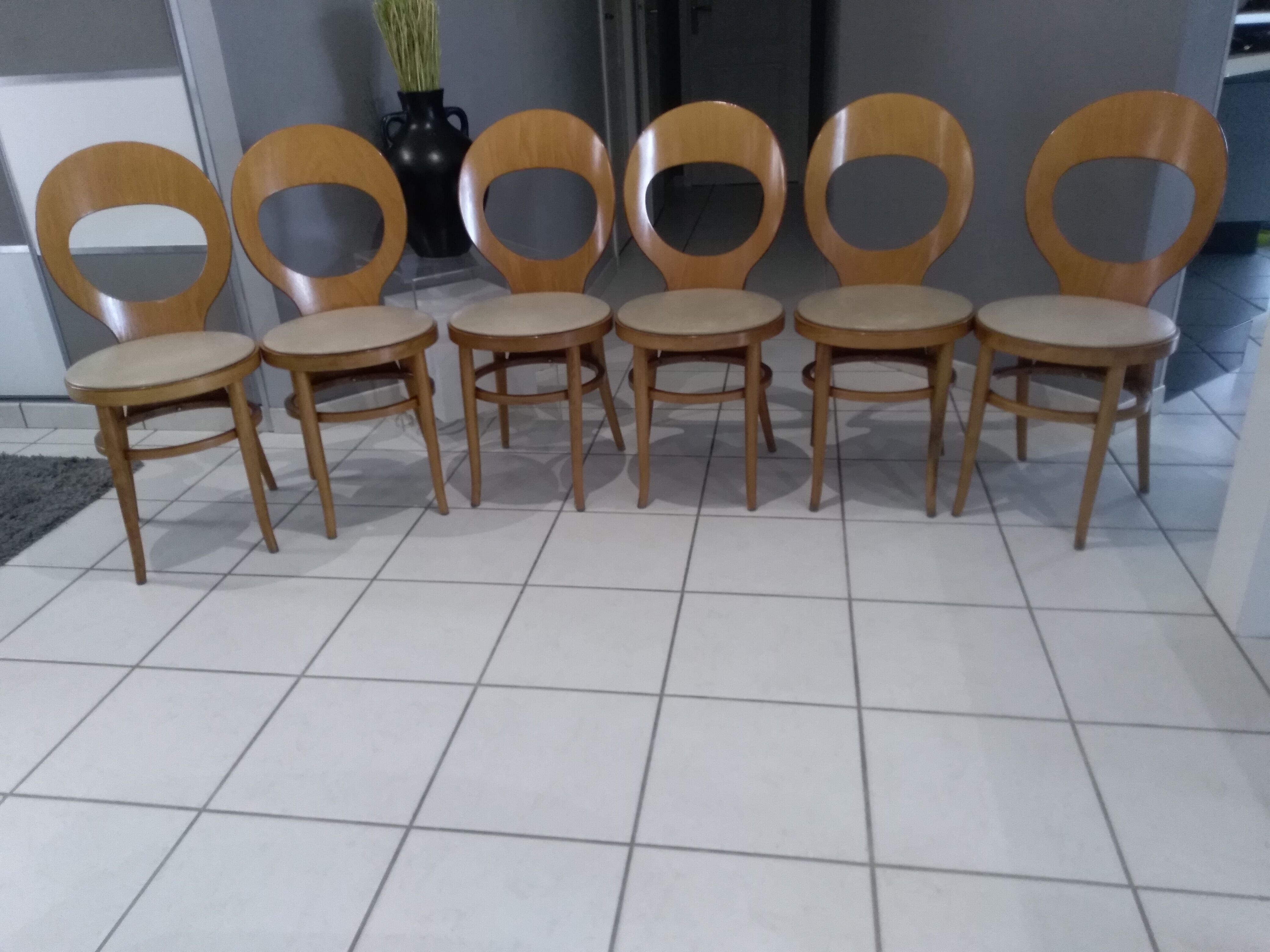 Suite of 6 chairs Bistrot Baumann Model Seagull 1987