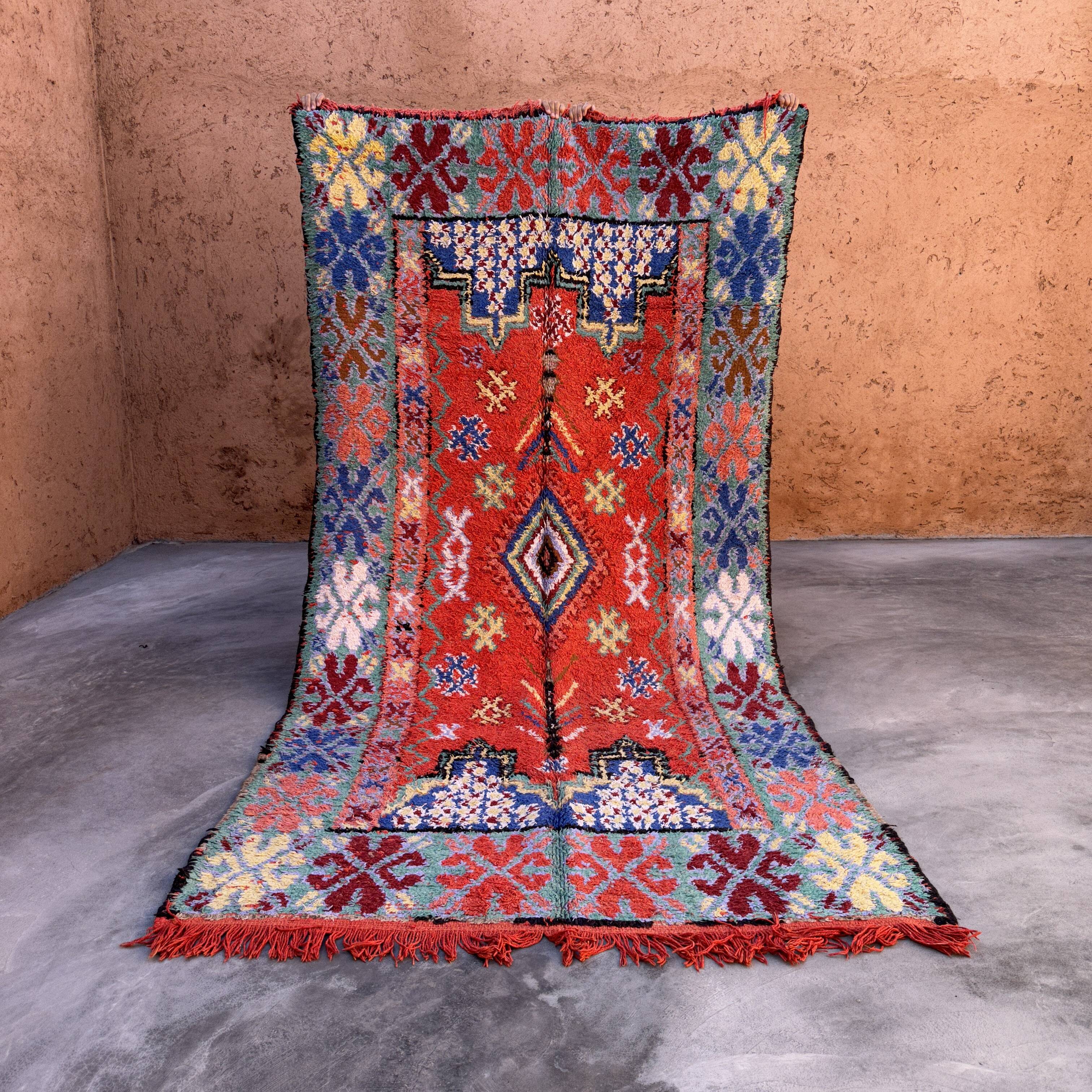 Colorful Moroccan boujad rug - 167 x 322 cm