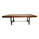 Table de style industrielle avec plateau en acajou