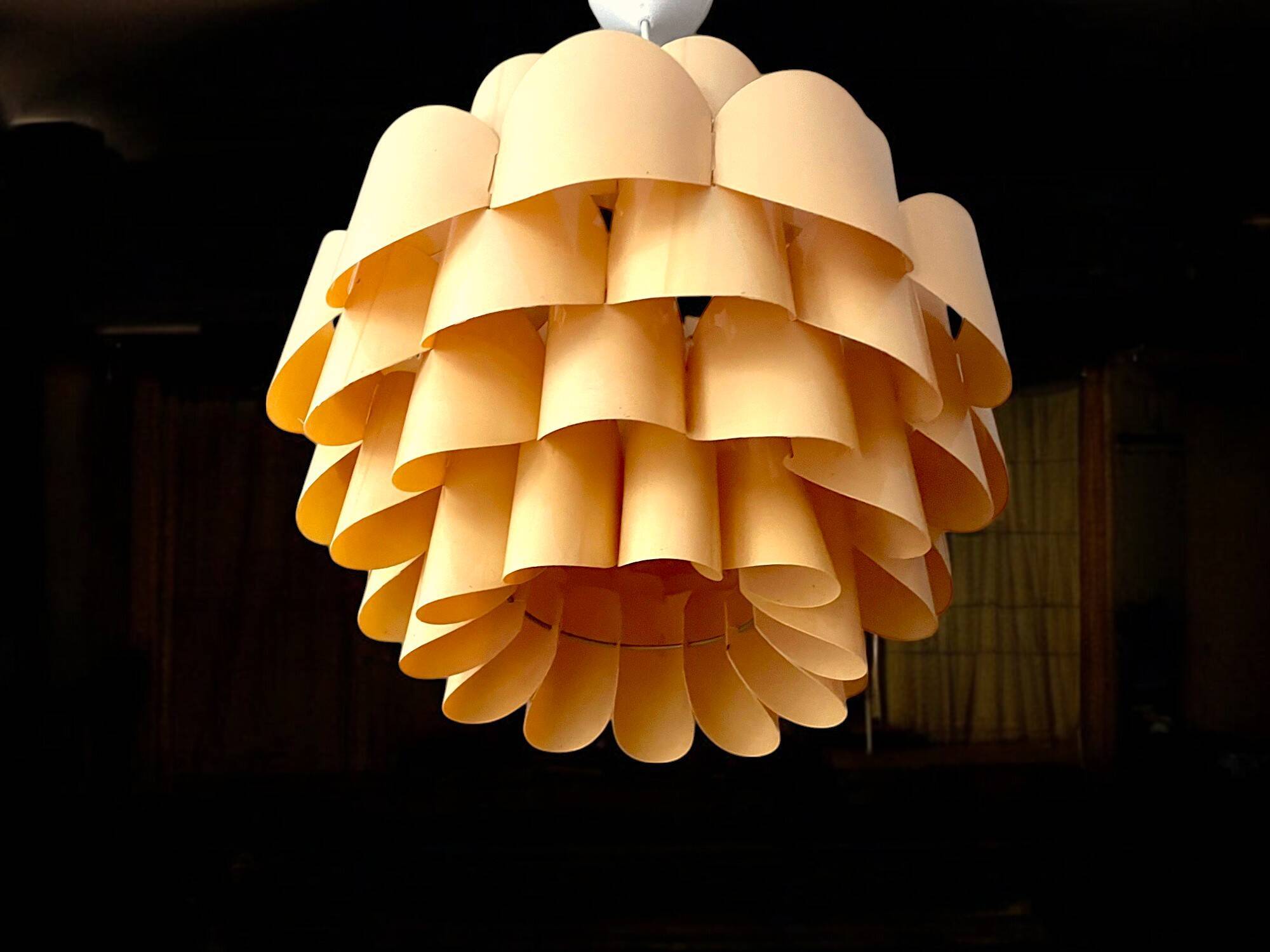 Scandinavian style orange acrylic hanging lamp by Bonita, 1970s