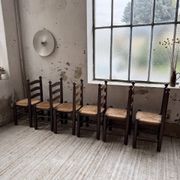 Straw chairs oak 1940s Dudouyt