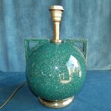 Lamp ball in ceramic green gold style art deco french work circa 1980