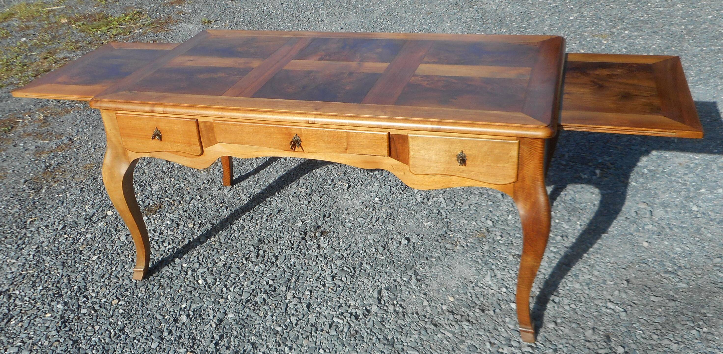 large double-sided walnut desk 3 drawers 2 pulls