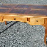 large double-sided walnut desk 3 drawers 2 pulls