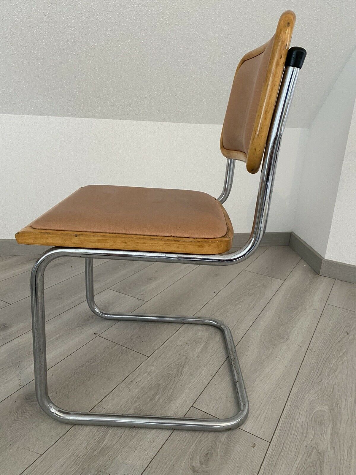 Pair chairs B32 Cesca skaï by Marcel Breuer vintage 1960