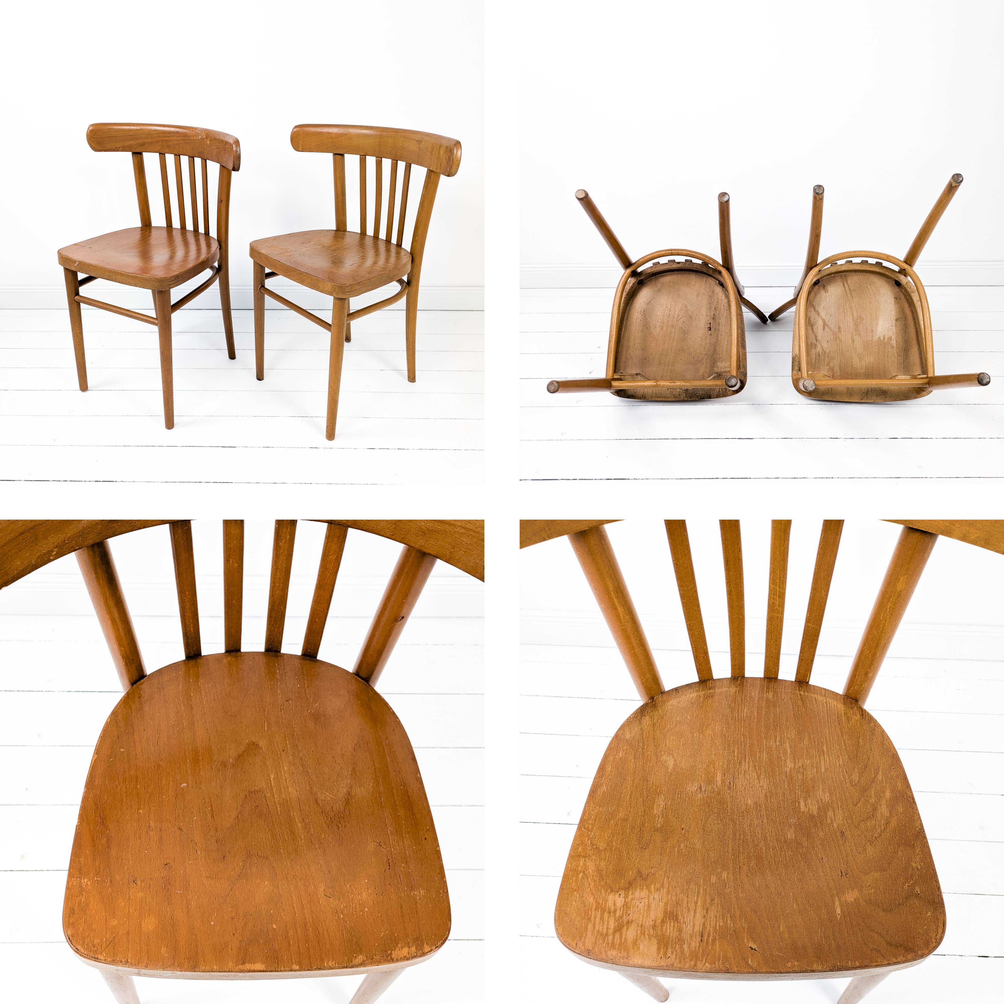 2pcs Chaise de café Chaise de bistrot Mid Century Vintage Café Bistro Streb