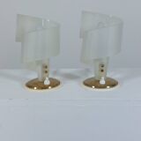 Pair of vintage mid century spiral decor table bedside lamps geru