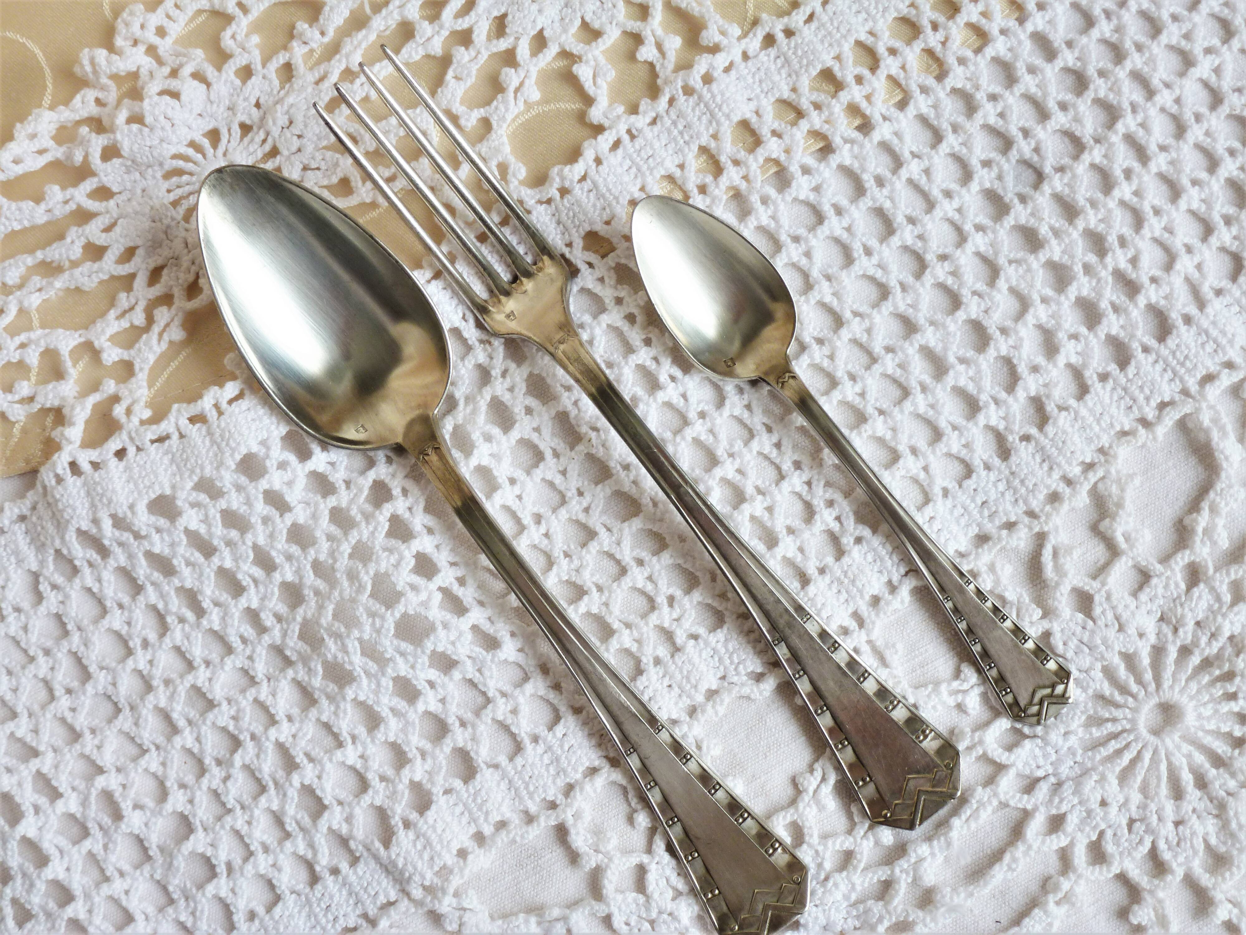 Art Deco silver-plated cutlery, silver-plated cutlery set.
