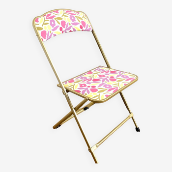 Chaise vintage upcyclée - pink flower