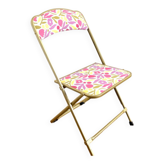 Chaise vintage upcyclée - pink flower