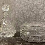 Magnificent series of 2 pieces in chiseled crystal art deco period