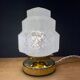 Table lamp vintage globe art deco glass of Clichy white