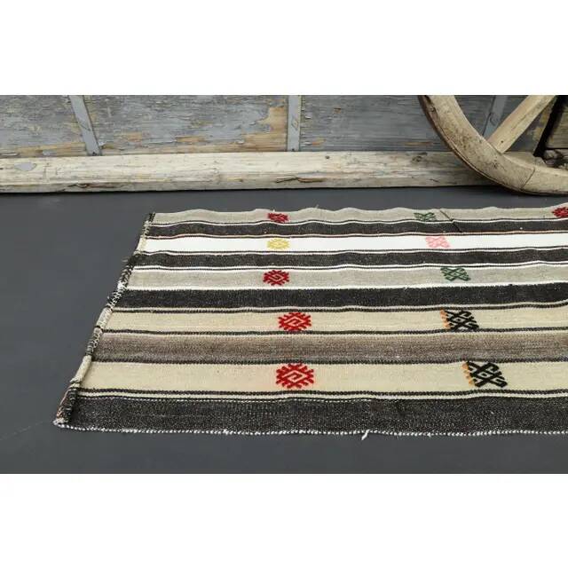 1970s Turkish Oushak Handmade Wool Cotton Beige Runner 68x250