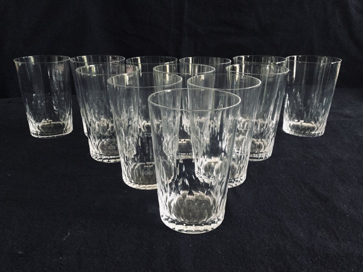 Lot de 12 verres à whisky en cristal Baccarat modèle Champigny