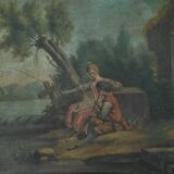 Painted Wooden Trumeau Mirror, Louis XV Style – Late 19th Century