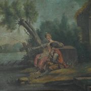 Painted Wooden Trumeau Mirror, Louis XV Style – Late 19th Century
