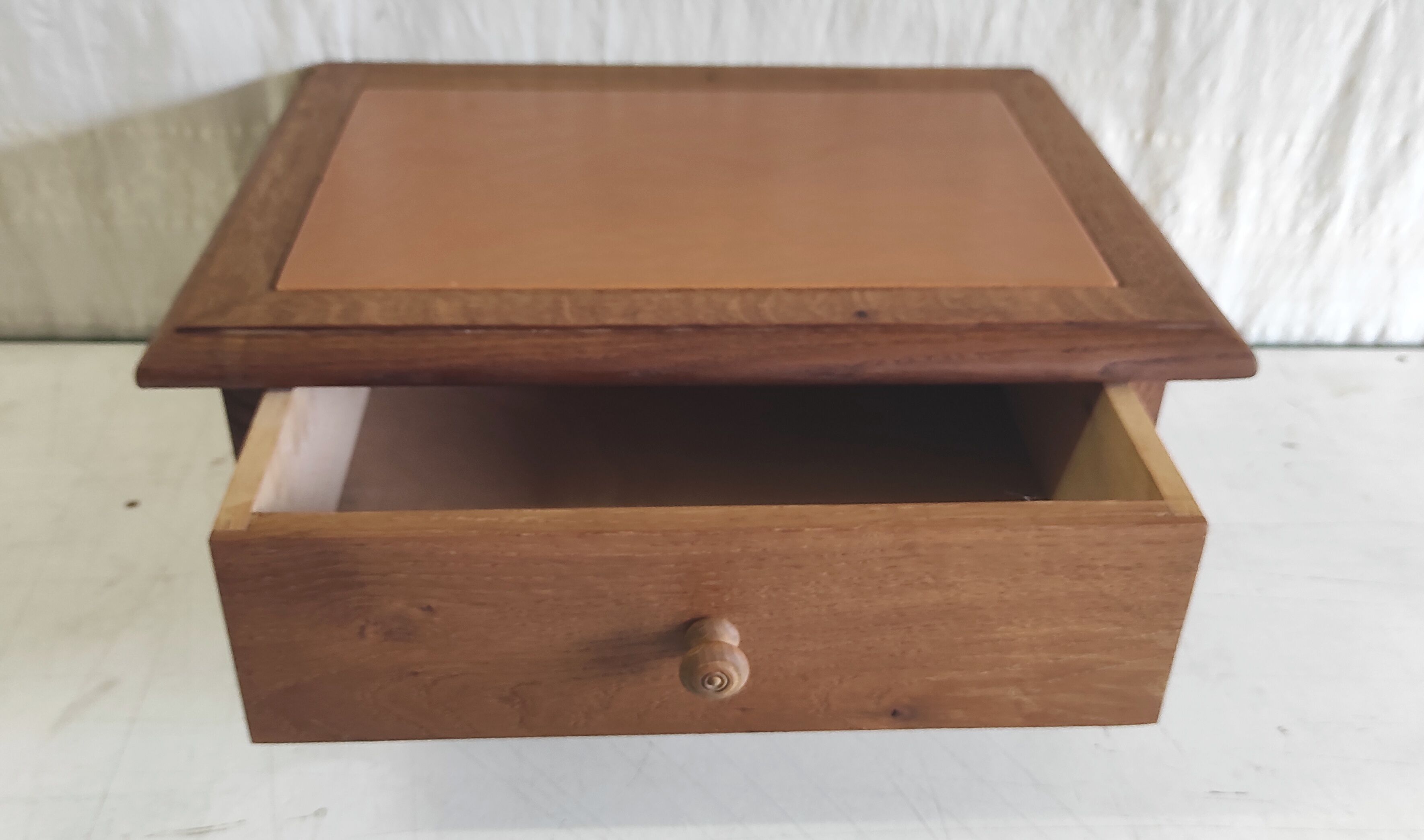 Wall-mounted writing desk in solid oak - mid 20th century.