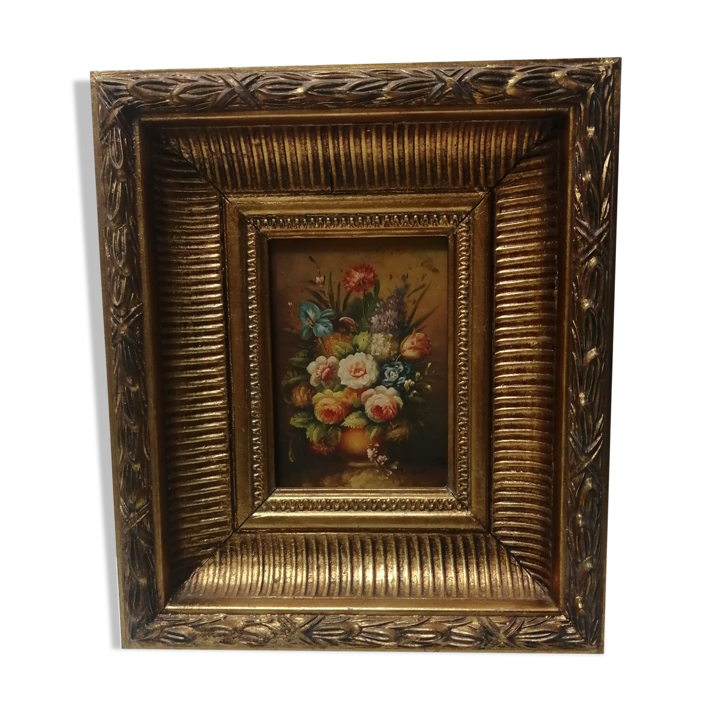 Tableau huile sur panneau Bouquet de B.Vogel