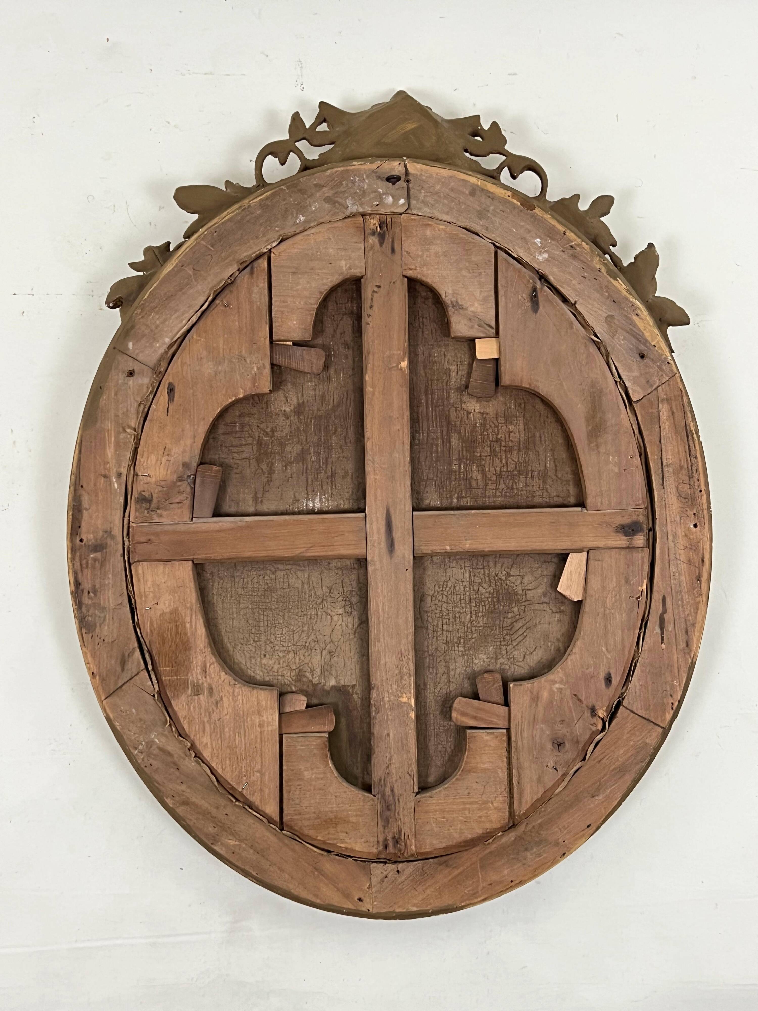 Old hst painting portrait of a man medallion golden frame louis xv style