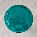 Large art nouveau turquoise blown glass vase