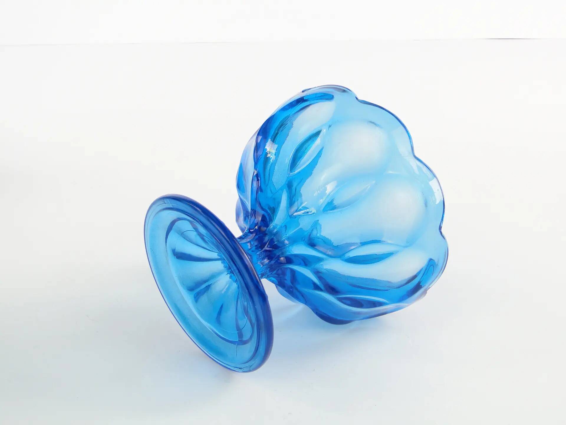 Ring Around fruit bowl, mid-century modern, pressed glass, Ząbkowice, Poland, 1950s