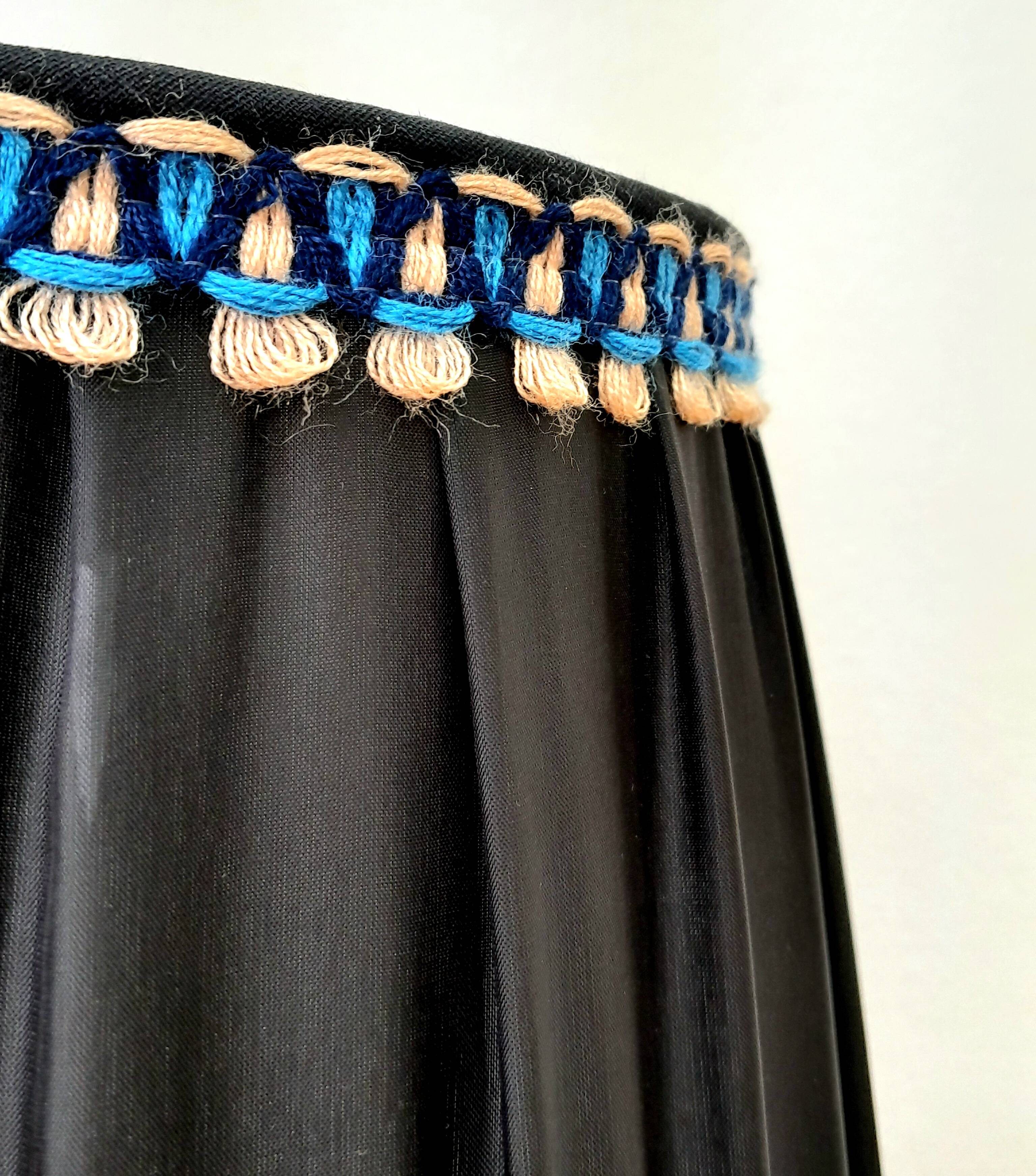 Art deco wooden lamp 1930 and couture lampshade