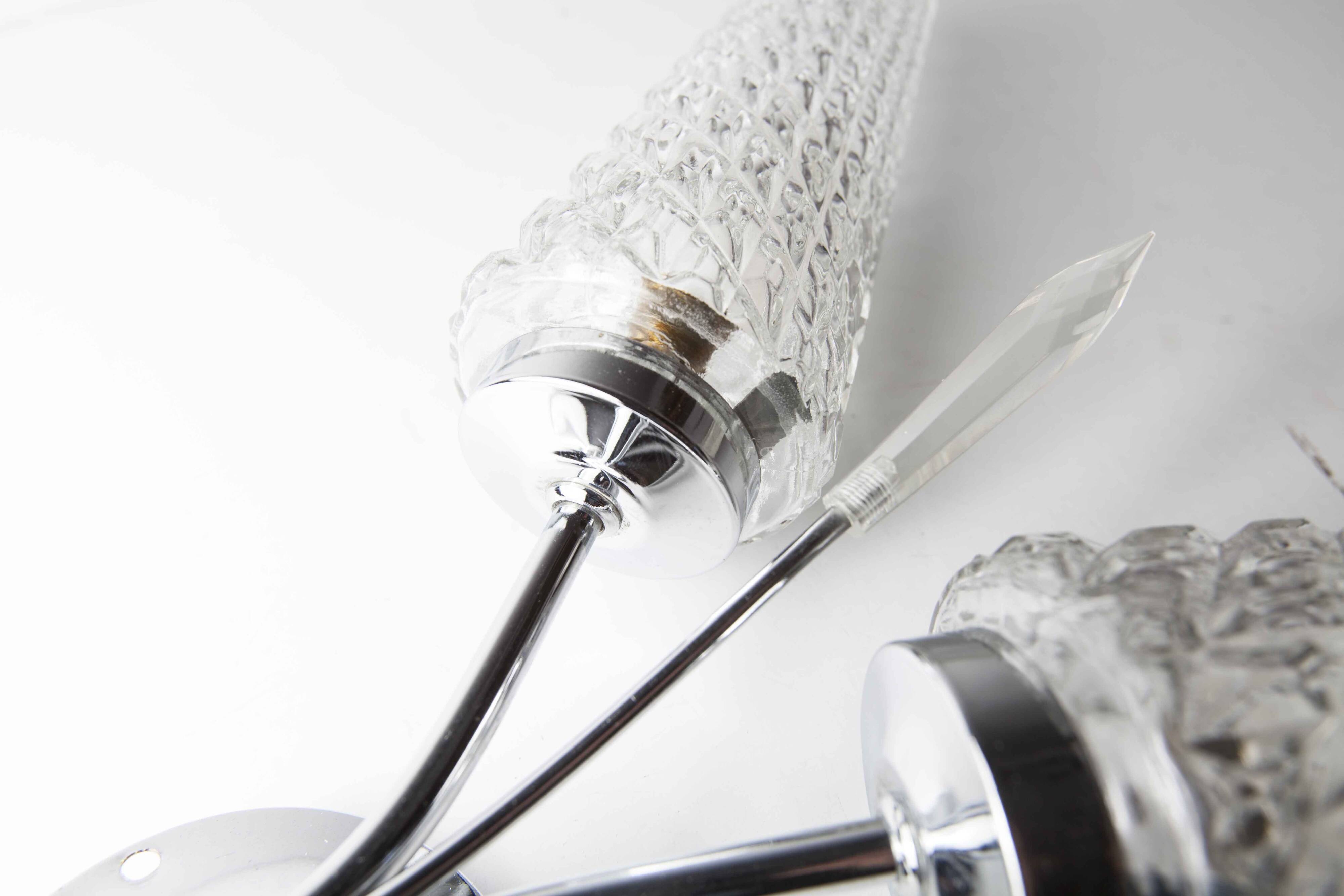 Double wall lamp 1960 chrome and glass and transparent tip