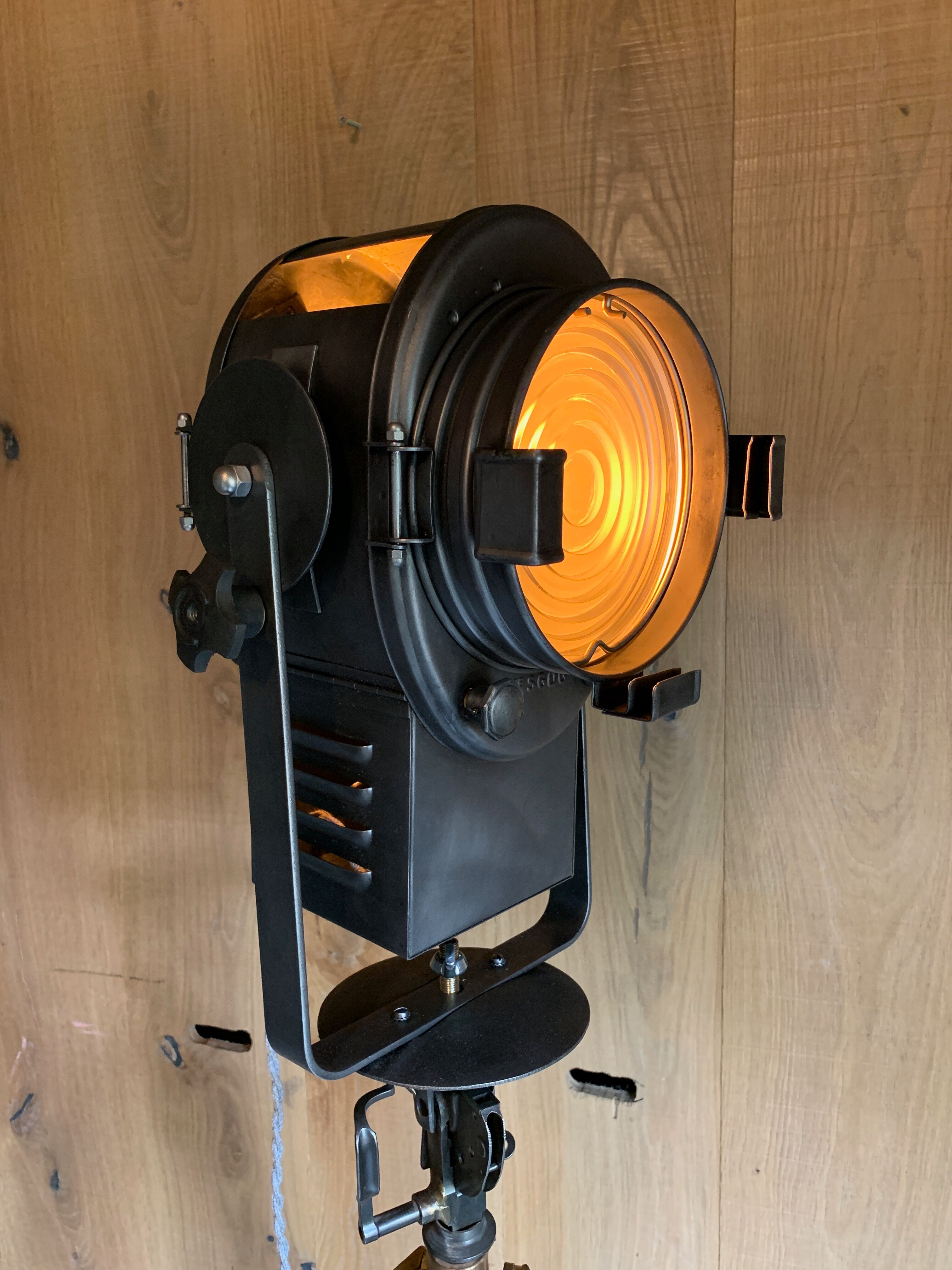 Cinema projector A.E Cremer Paris on its adjustable wooden foot circa 1960
