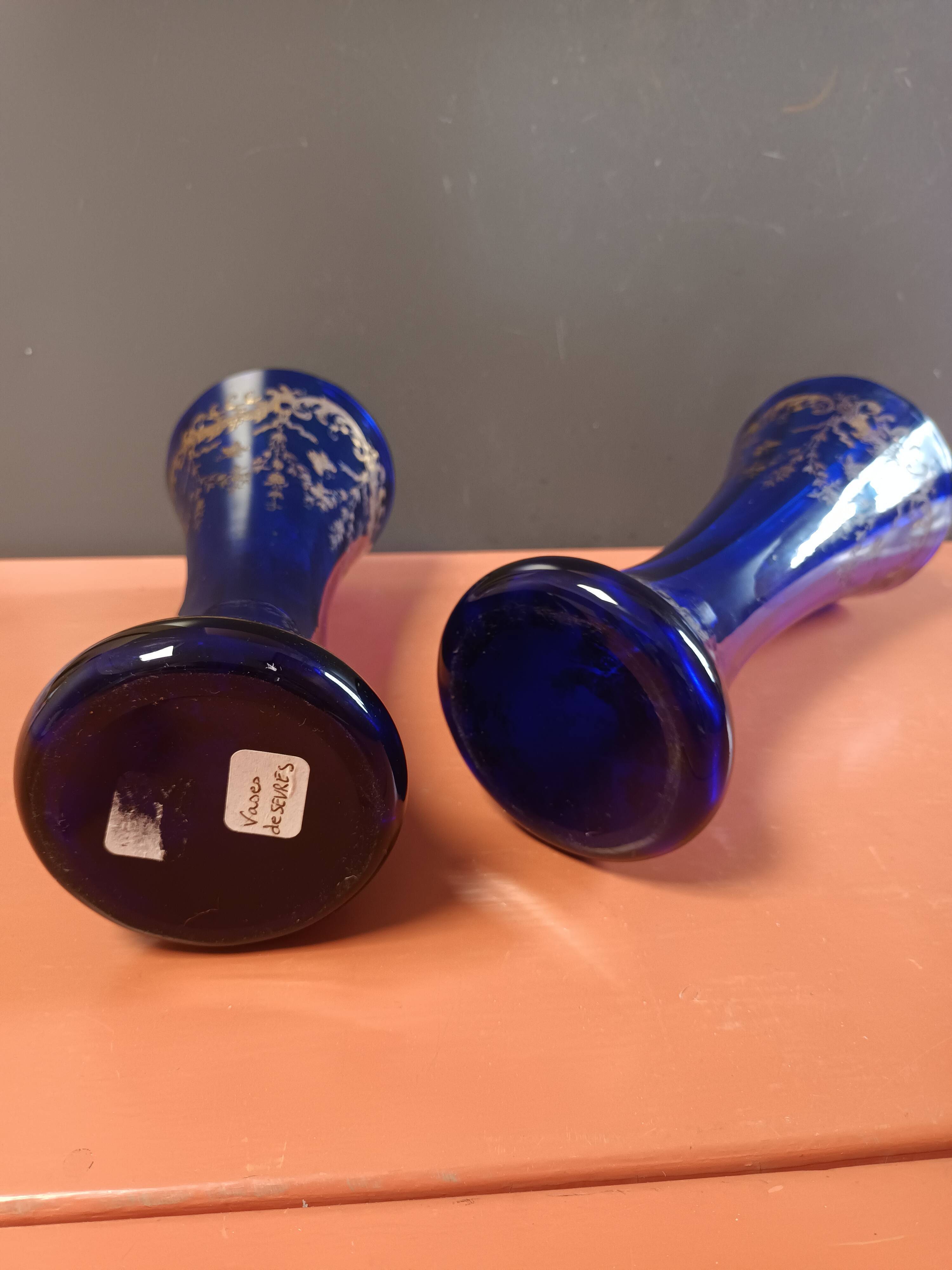 Pair of Sèvres crystal vase