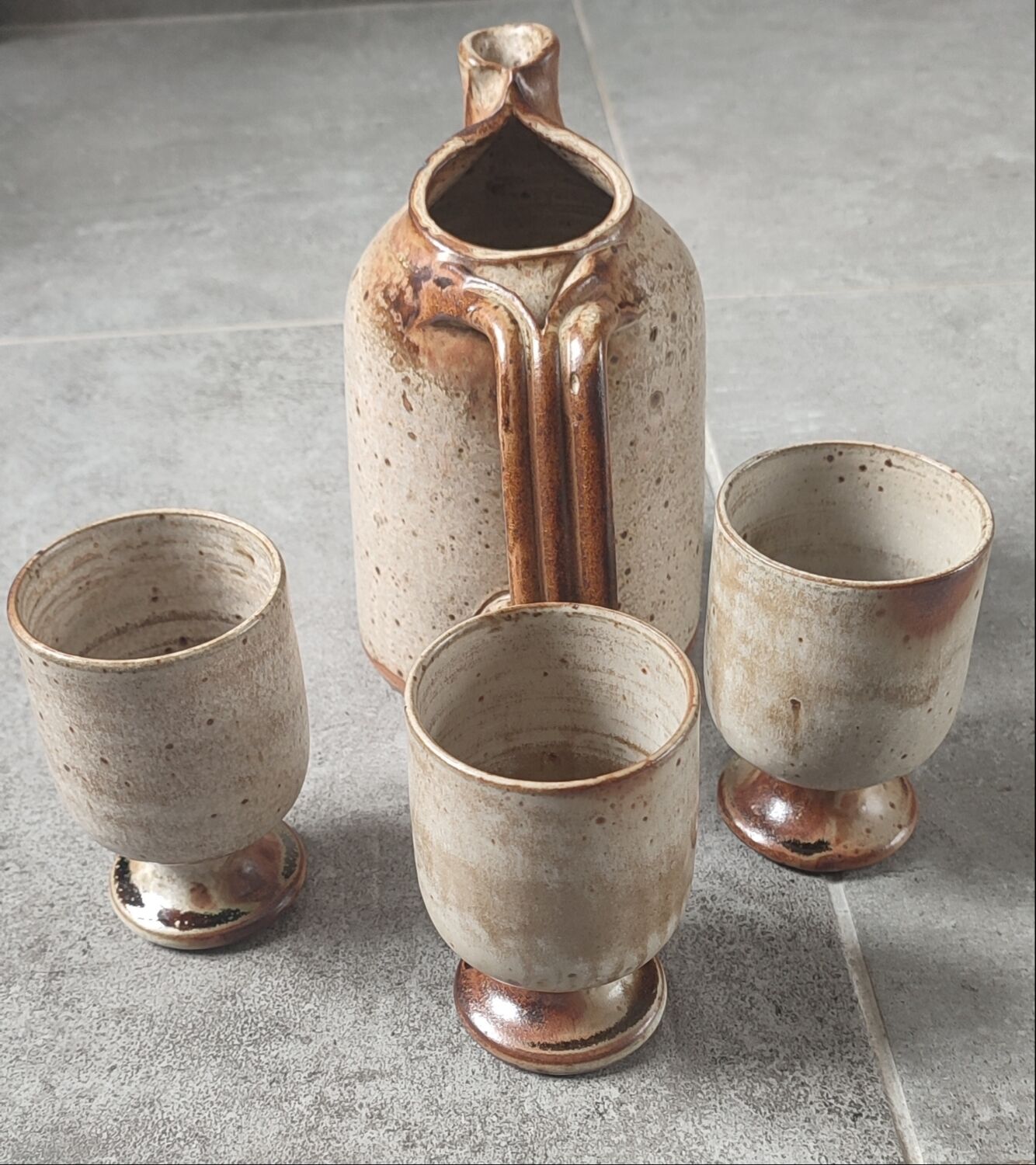 Service trio in pyrite stone Puisaye Jean-Pierre Prud'homme.