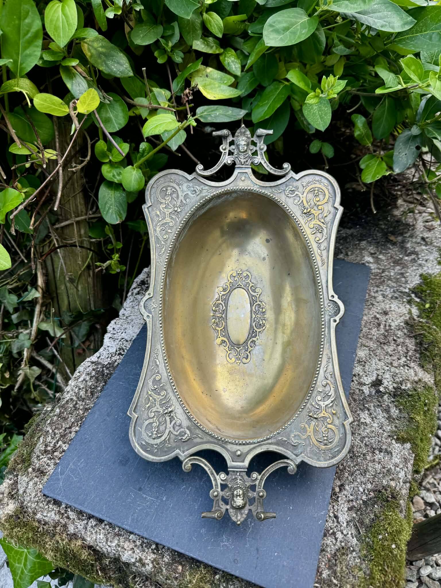 Golden fruit bowl German Art Nouveau 19th century