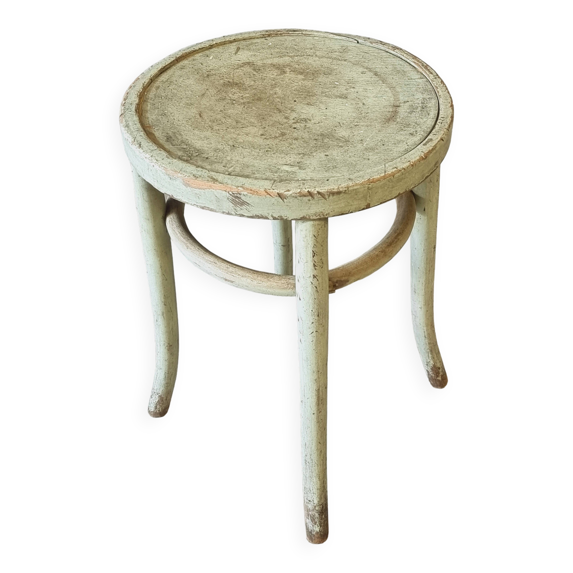 Antique stool side table Thonet style mint green