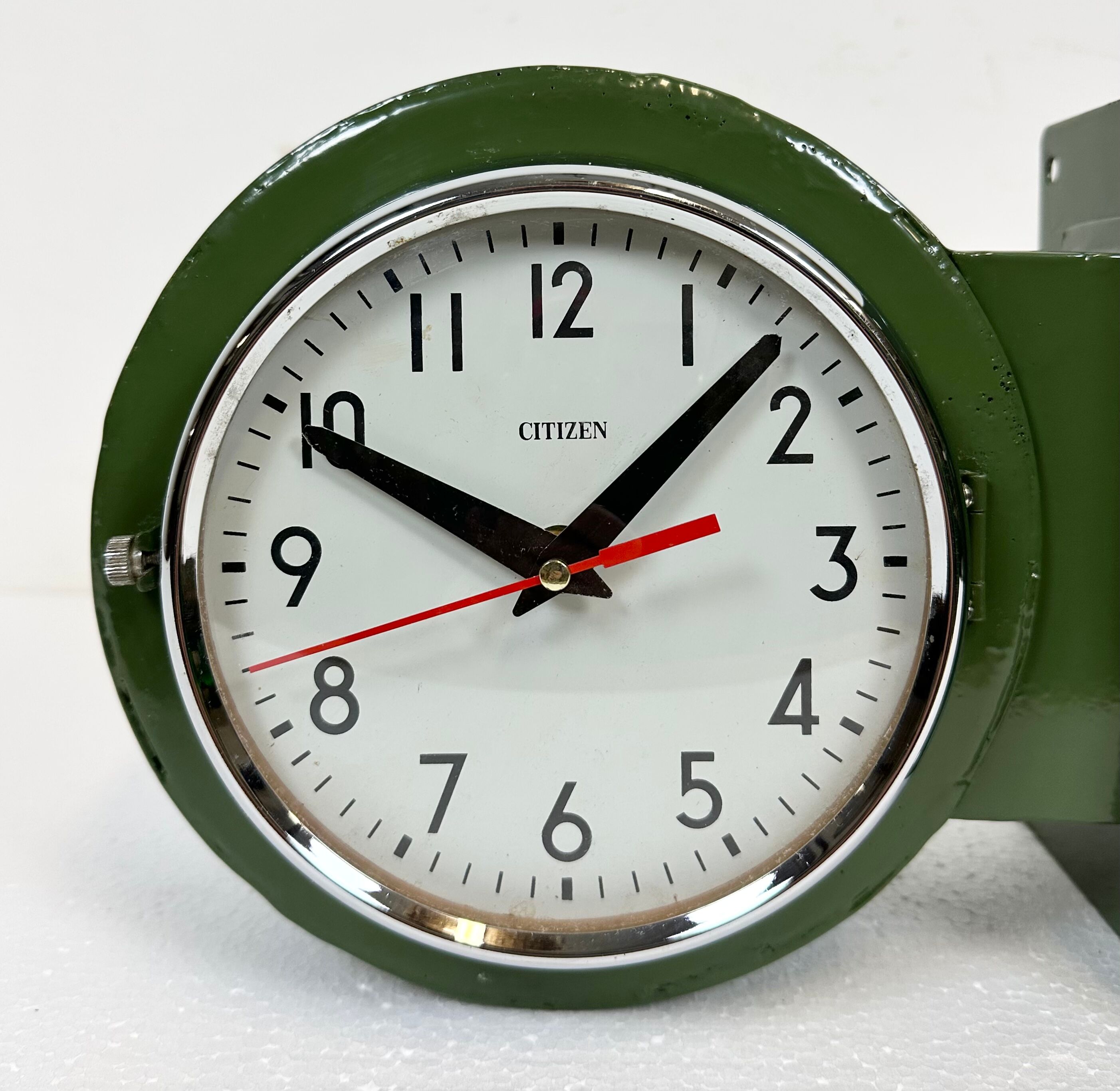 Vintage green citizen double-sided navy wall clock, 1980s