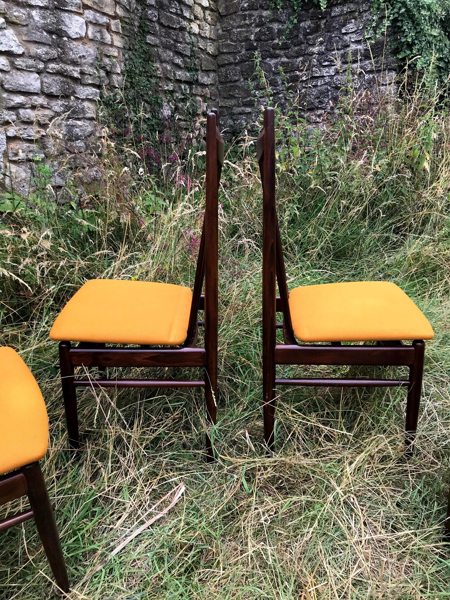 Mahogany chairs top vintage backrest 60s